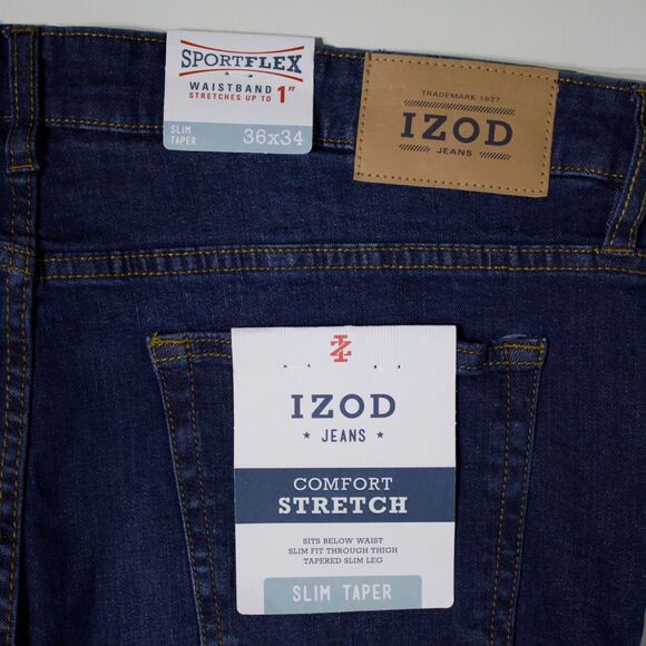 NWT Izod Comfort Stretch Waistband Slim Tapered Jeans Men Size 36x32 (Tag 36x34) - Picture 10 of 14